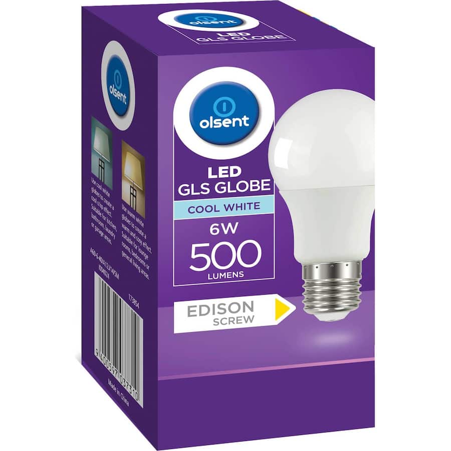 Olsent Led Light Bulb Gls Screw 6W 500Lm 4000Kg Cw