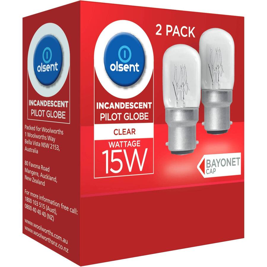Olsent Pilot Light Bulb T28 Bayonet 15W Clear