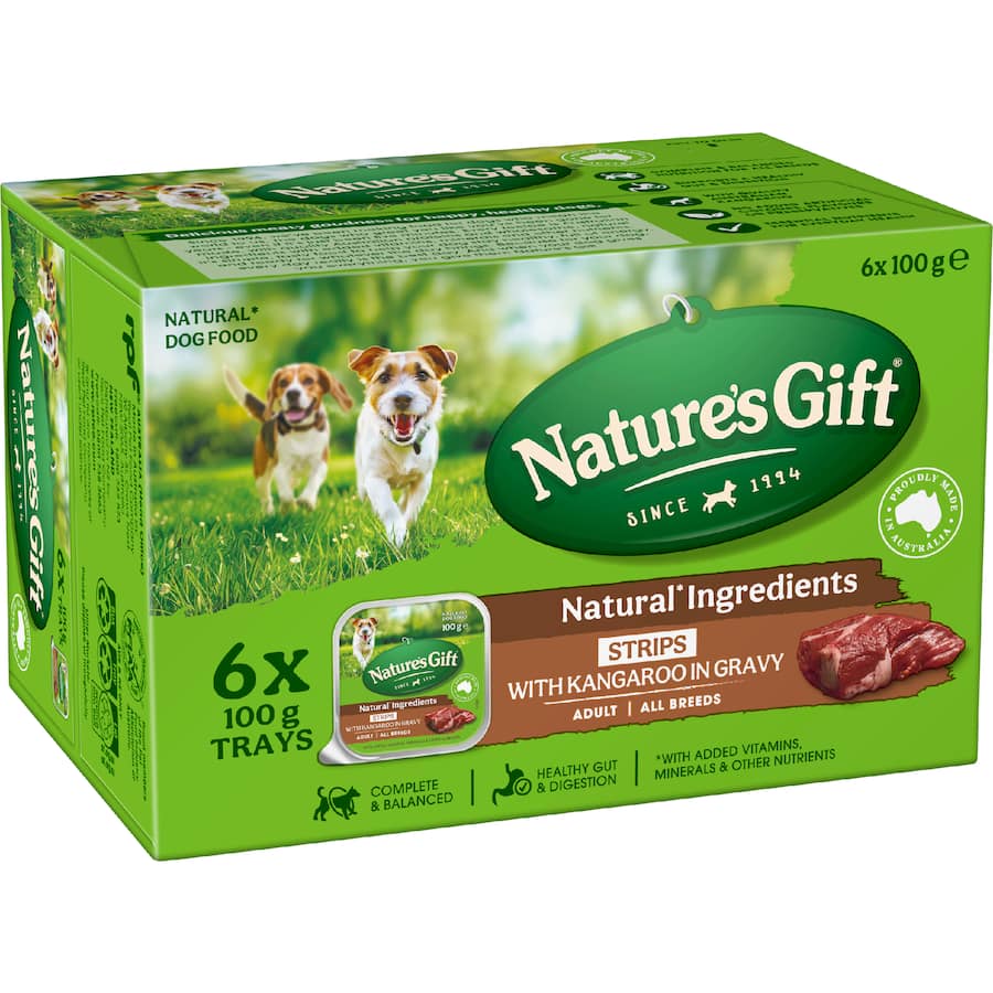 Nature's Gift Wet Dog Food Strips With Kangaroo & Gravy
