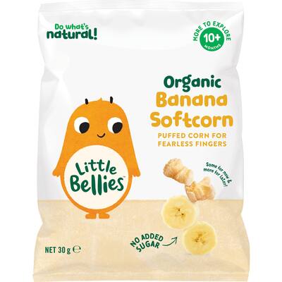 little bellies organic baby snacks banana softcorn 10+ months