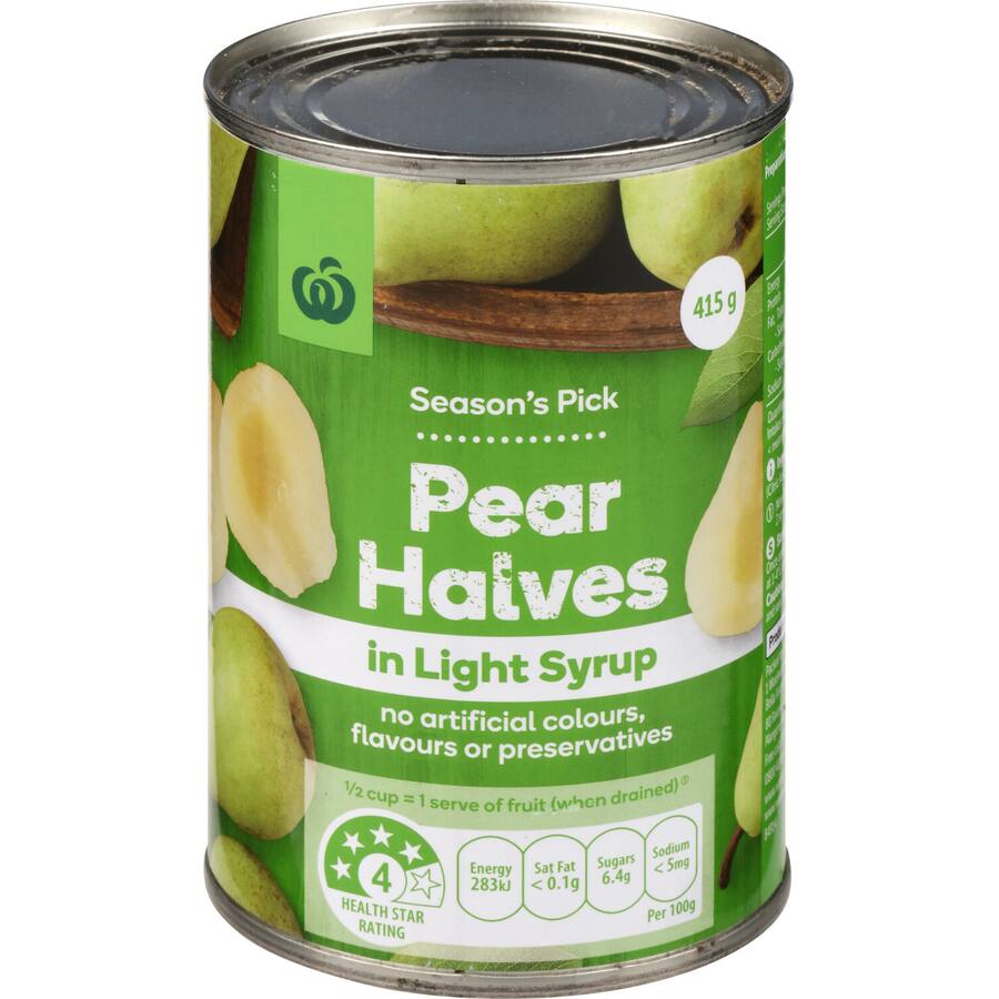 Woolworths Pears Halves In Light Syrup