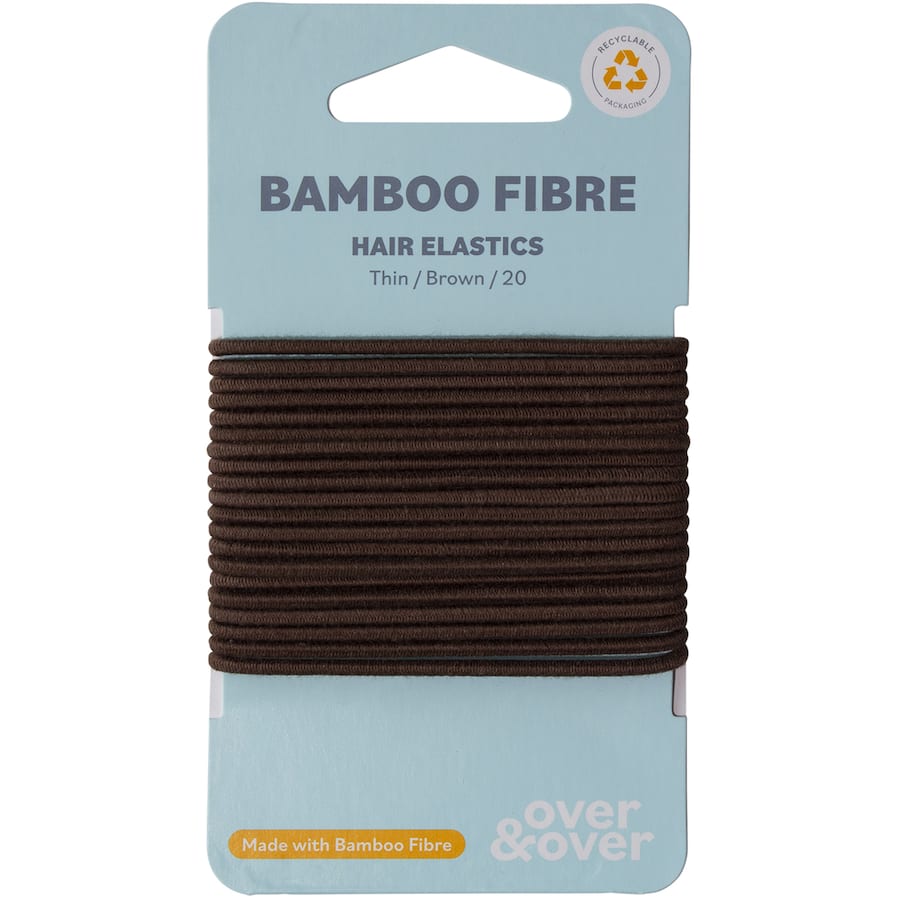 Over & Over Organic Bamboo Hair Ties Elastic Thin Brown