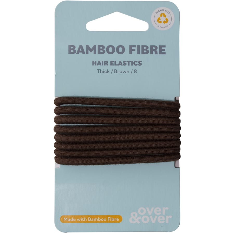 Over & Over Organic Bamboo Hair Ties Elastic Thick Brown