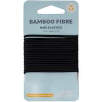 Over & Over Organic Bamboo Hair Ties Elastic Thin Black