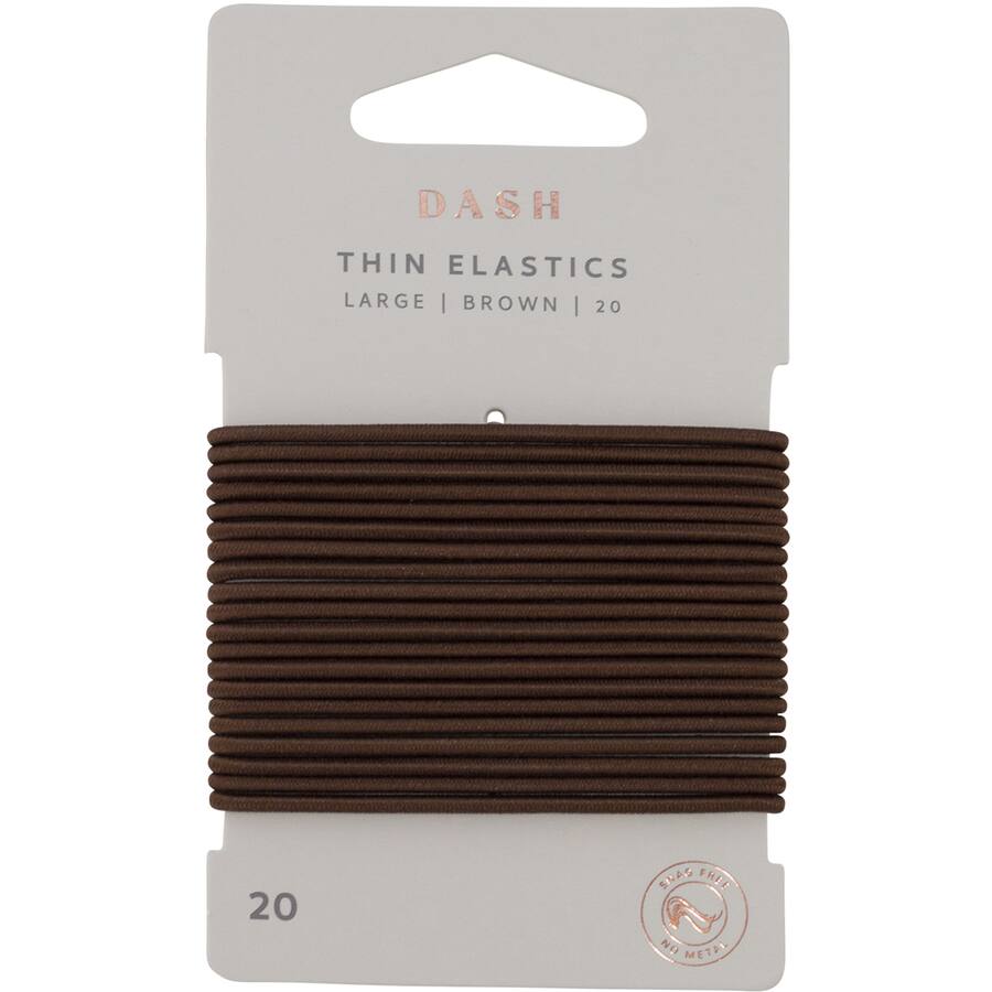 Dash Hair Ties Elastic Large Thin Brown