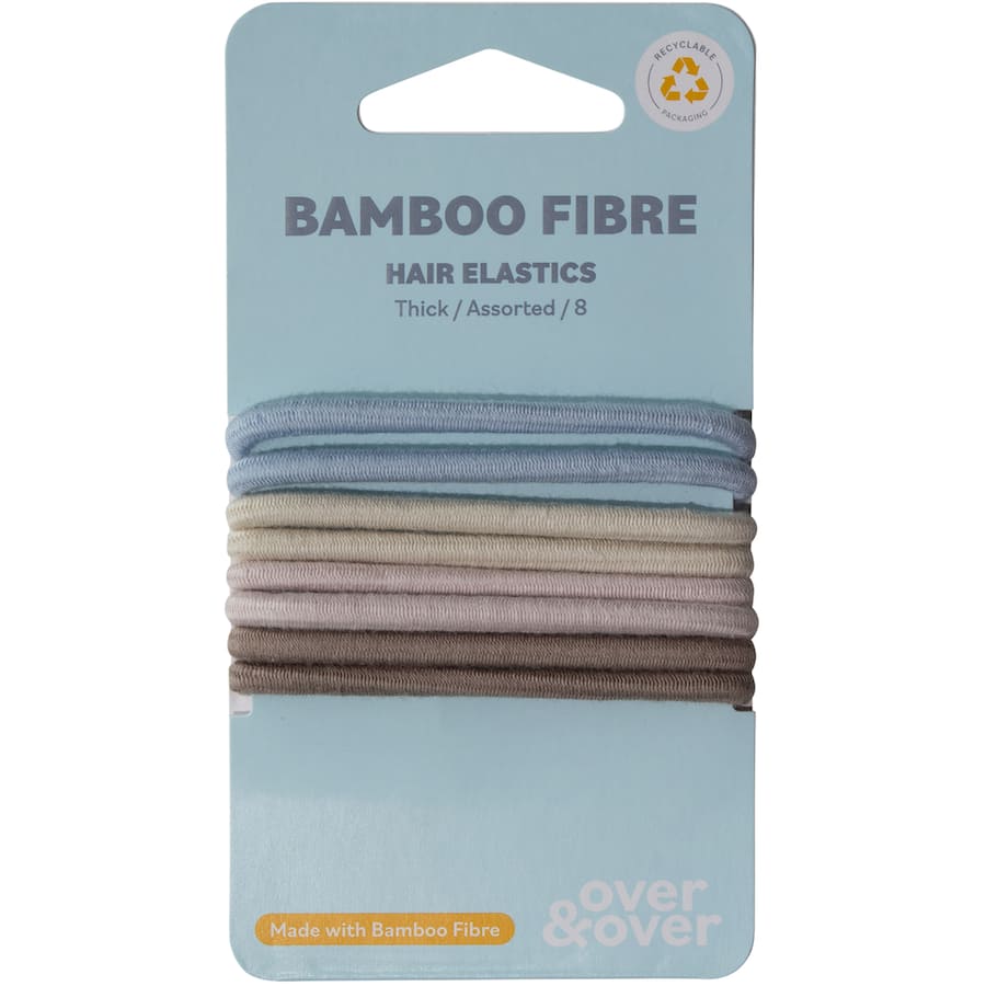 Over & Over Organic Bamboo Hair Ties Elastic Thick Assorted