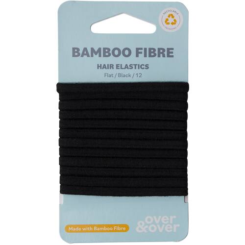 Over & Over Organic Bamboo Over & Over Organic Bamboo Hair Ties Elastic Flat Black