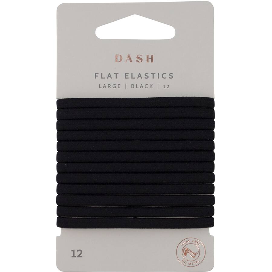 Dash Hair Ties Elastic Large Flat Black