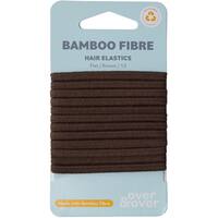Over & Over Organic Bamboo Hair Ties Elastic Flat Brown