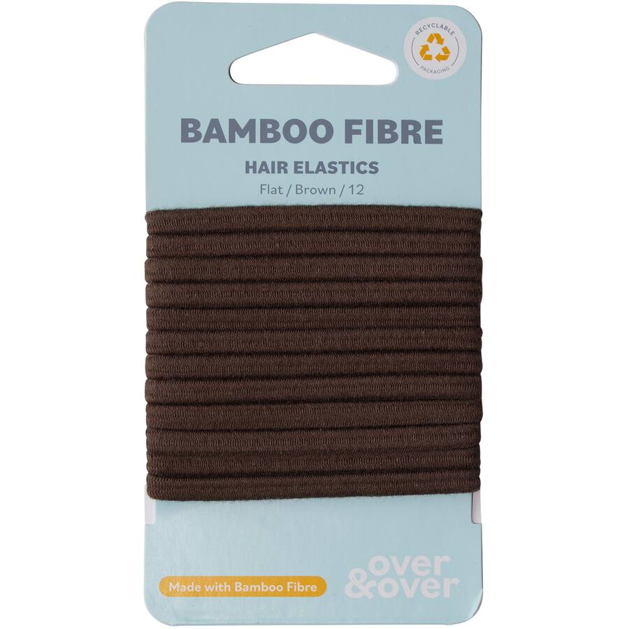 Over & Over Organic Bamboo Hair Ties Elastic Flat Brown