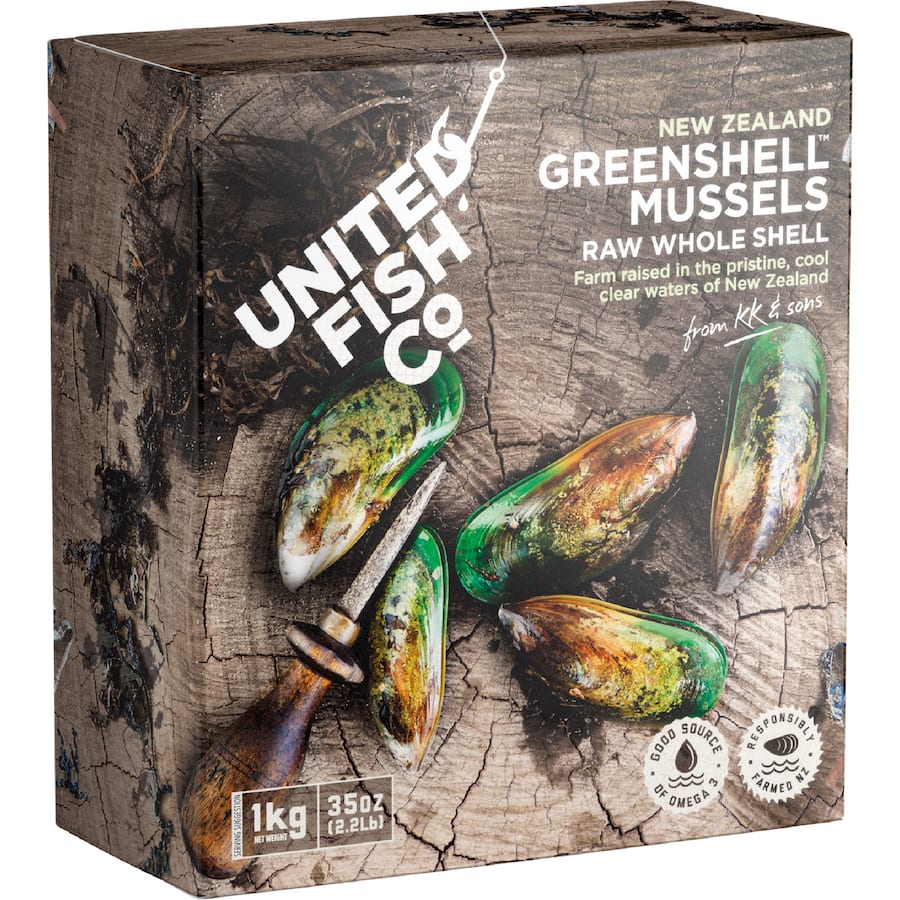 United Fish Co Greenshell Mussels Raw Whole Shell