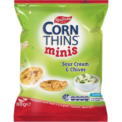 real foods corn thins crispbread minis sour cream & chives