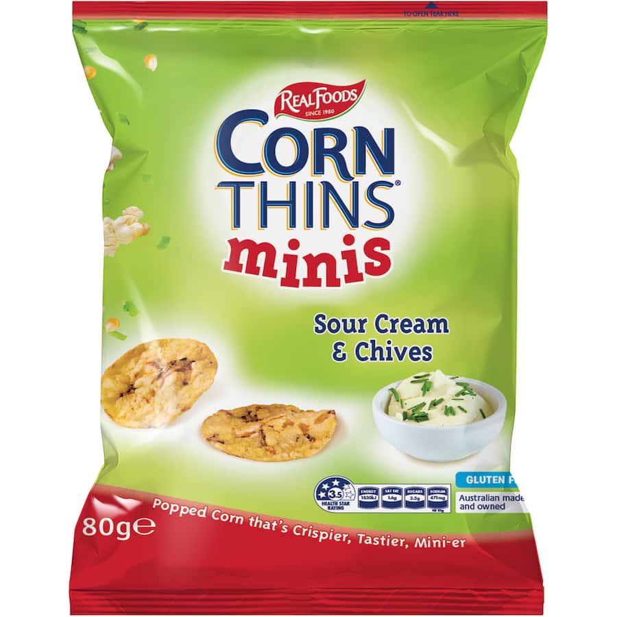 Real Foods Corn Thins Crispbread Minis Sour Cream & Chives