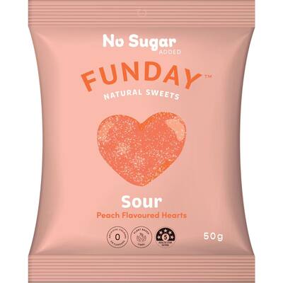funday natural sweets sour peach hearts