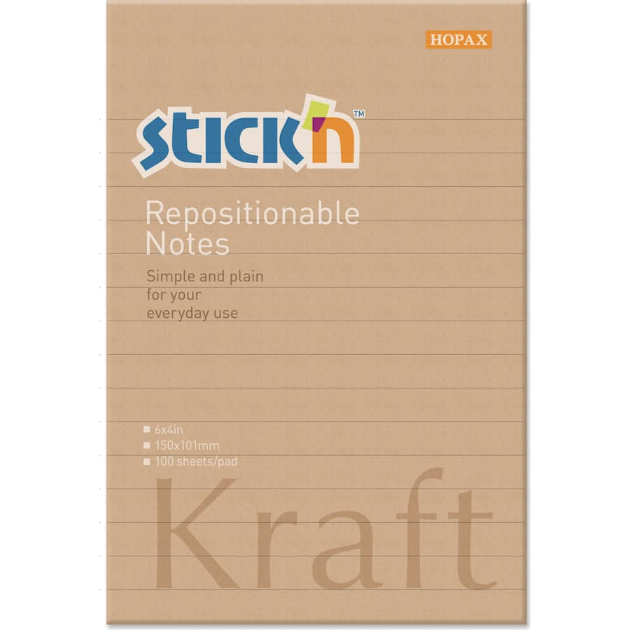 Stick'n Note Pad Sheet Kraft 150X101Mm