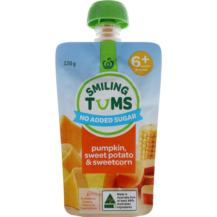 Woolworths Smiling Tums Baby Food Pumpkin, Sweet Potato & Corn