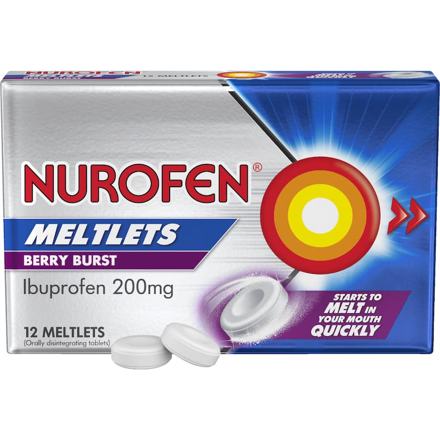 Nurofen Meltlets Pain Relief Ibuprofen 200Mg Berry Burst