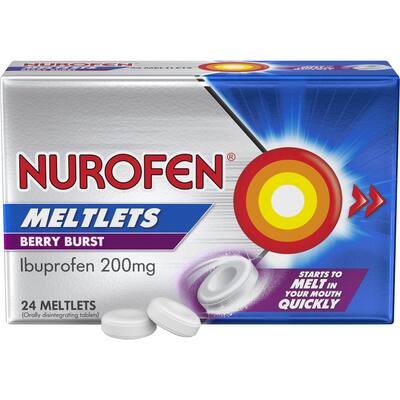 nurofen meltlets pain relief ibuprofen 200mg berry burst