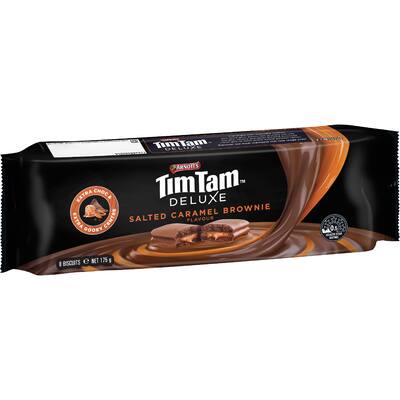 arnotts tim tam deluxe chocolate biscuits salted caramel brownie