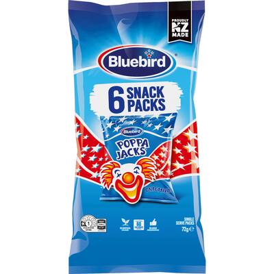 bluebird poppa jacks flavoured wheat snacks multipack 72g