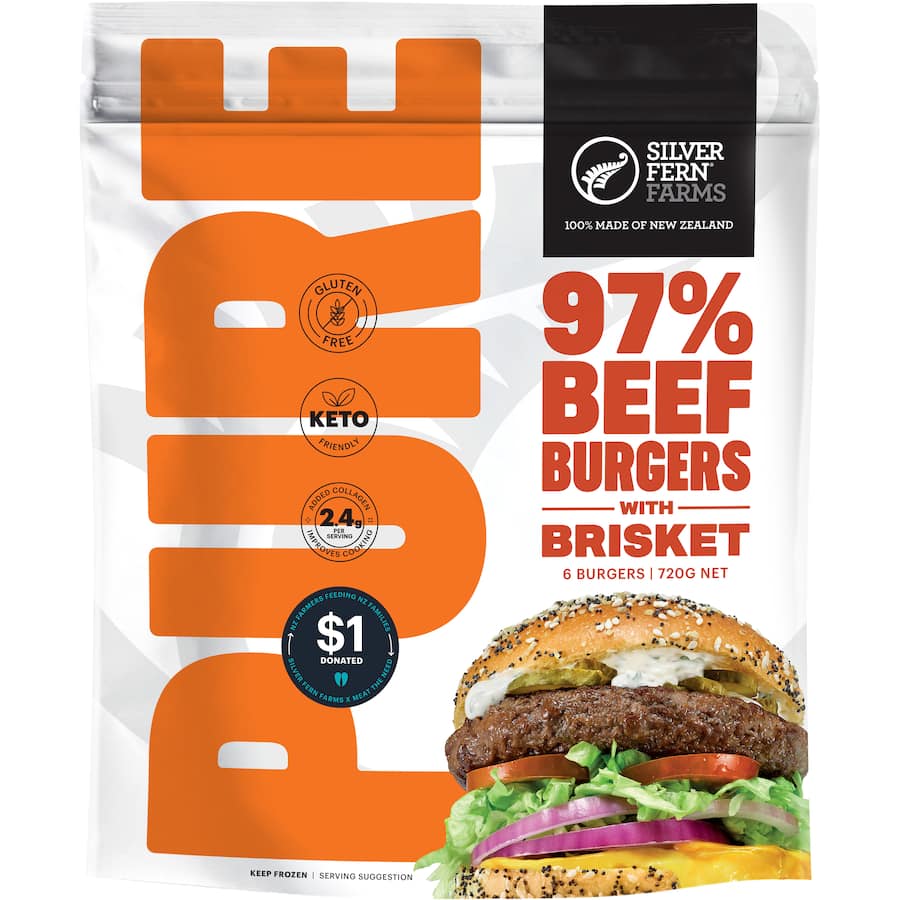 Silver Fern Farms Pure 97% Beef Burgers With Brisket