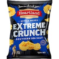 Heartland Extreme Crunch Southern Sea Salt Kettle Waves Potato Chips (150G)