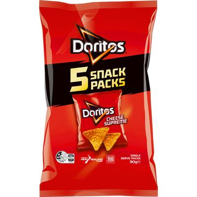 doritos multipack corn chips supreme cheese 90g