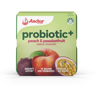 anchor probiotic yoghurt 4pk peach & passionfruit