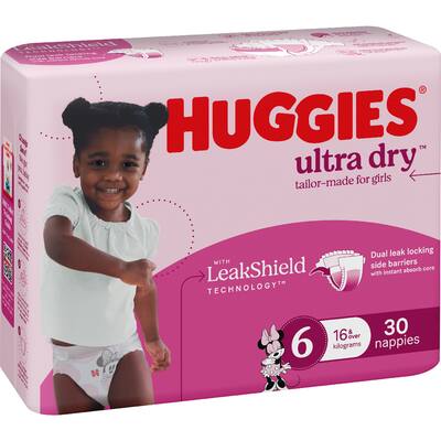 huggies ultra dry nappies girls size 6 (16kg+)