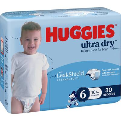 huggies ultra dry nappies boys size 6 (16kg+)