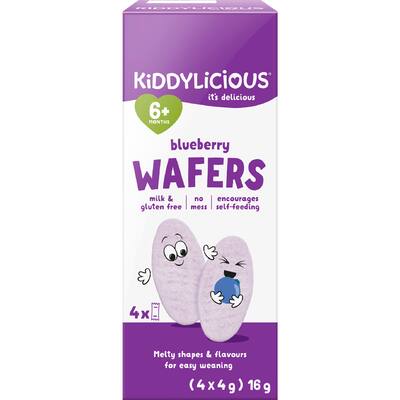 kiddylicious baby snacks wafers blueberry 6+ months