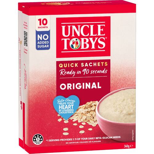 Uncle Tobys Oats Quick Sachets Original
