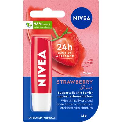 nivea fruity shine lip balm strawberry 4.8g