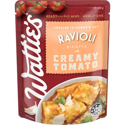 watties pasta meals ravioli ricotta with creamy tomato
