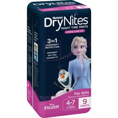 huggies drynites night pants girl 4-7 years (17-30kg)