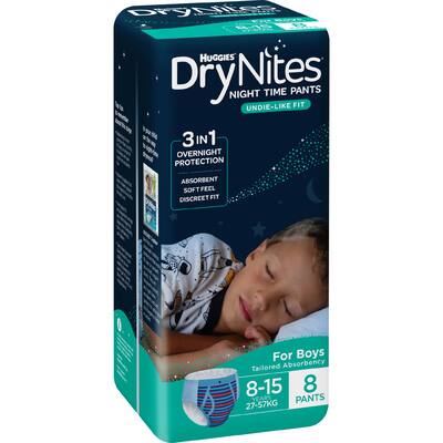 huggies drynites night pants boy 8-15 years (27-57kg)