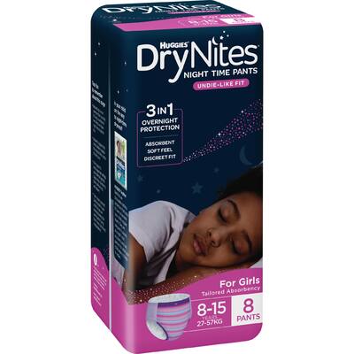 huggies drynites night pants girl 8-15 years (27-57kg)