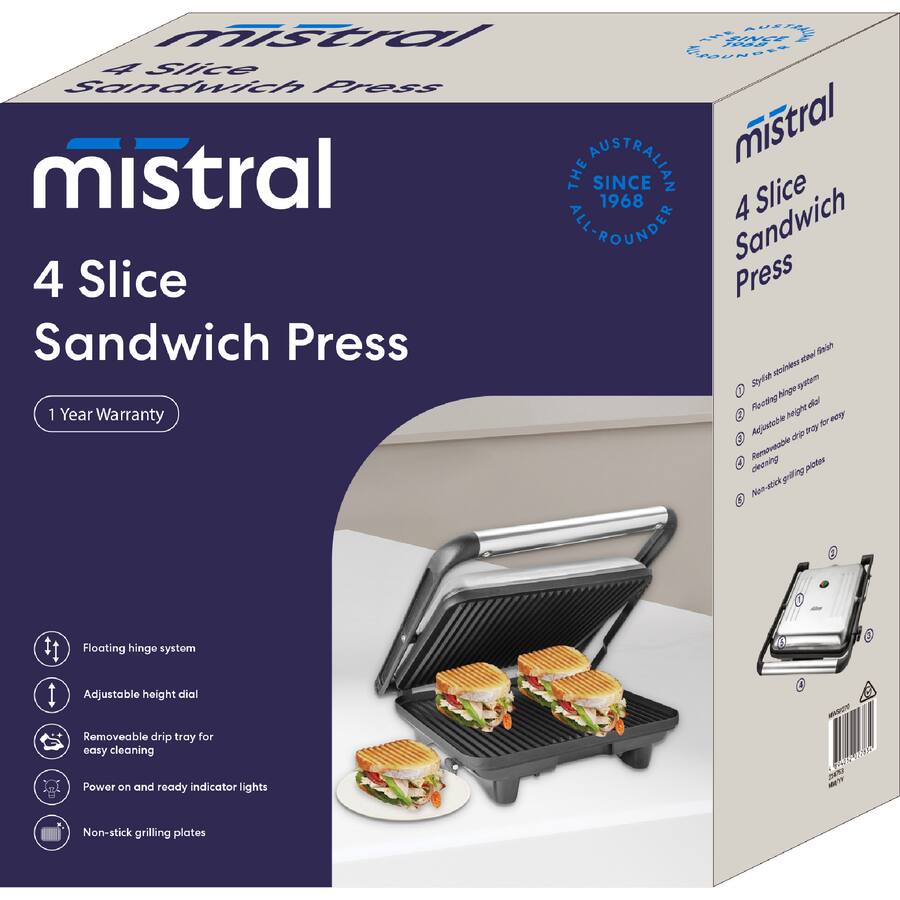 Mistral Sandwich Press 4 Slice