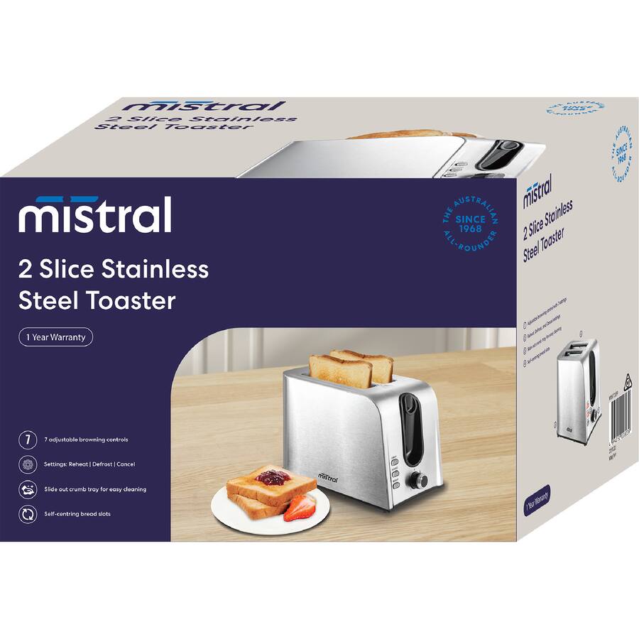 Mistral 2 Slice Toaster Stainless Steel