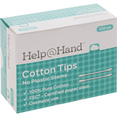 help @ hand cotton tips no plastic stem