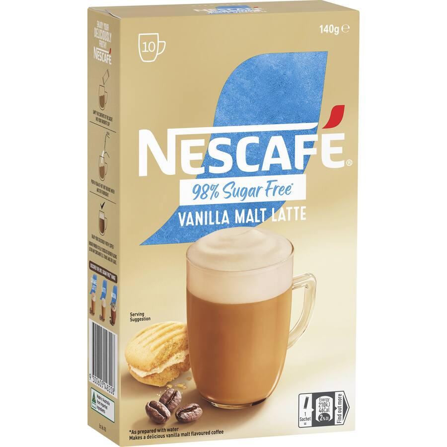 Nescafé Coffee Sachets 98% Sugar Free Vanilla Malt Latte
