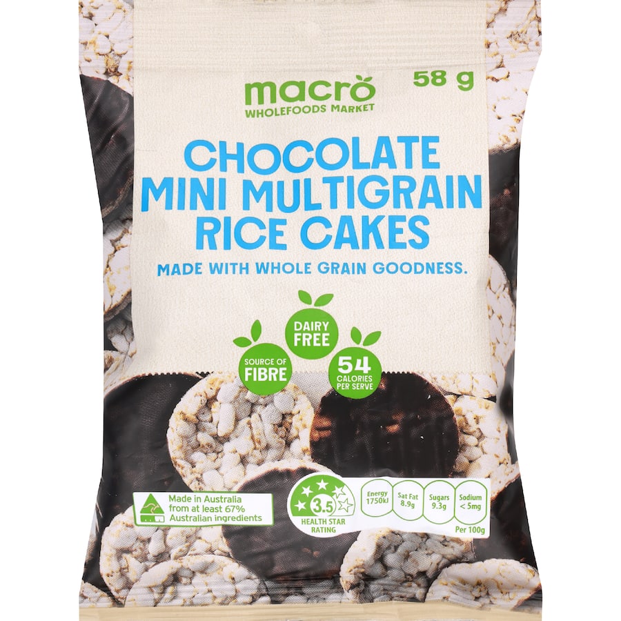 Macro Minis Rice Cakes Multigrain Vegan Chocolate