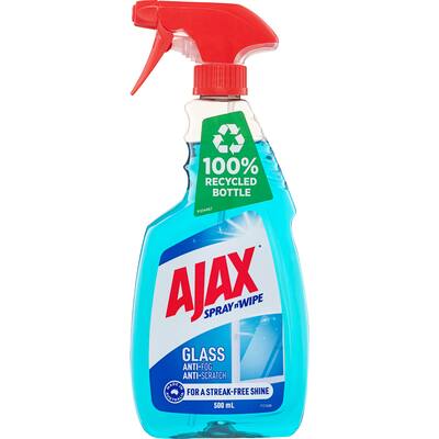 ajax spray n wipe glass cleaner anti streak fog & scratch