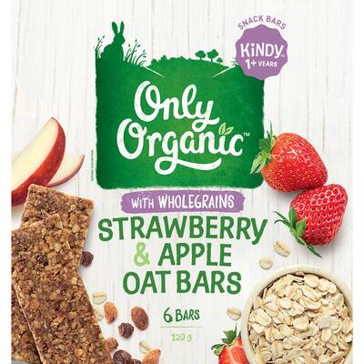 only organic kindy oat bars strawberry & apple