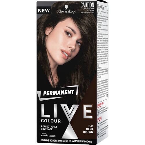 Schwarzkopf Live Colour Permanent Hair Colour Dark Brown 3.0
