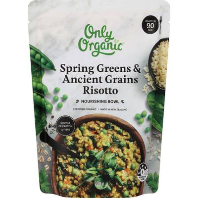 only organic prepared meal nourishing bowl spring greens & grains risotto
