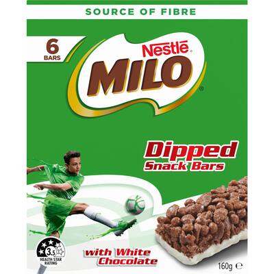 nestlé milo snack bars cereal white choc dipped