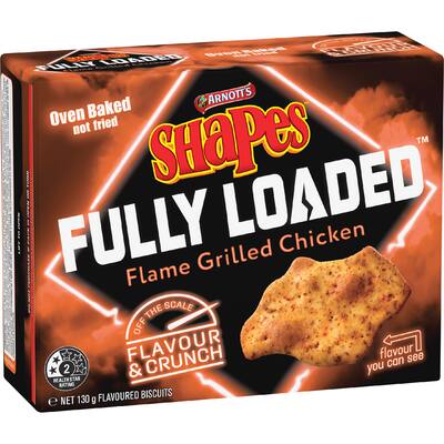 arnotts shapes fully loaded crackers flame grilled chicken