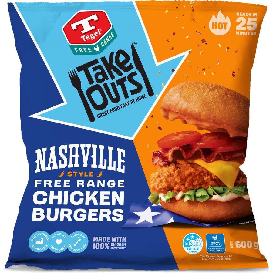 Tegel Take Outs Chicken Burger Patties Free Range Nashville Style