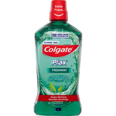 colgate plax antibacterial mouthwash rinse fresh mint value pack
